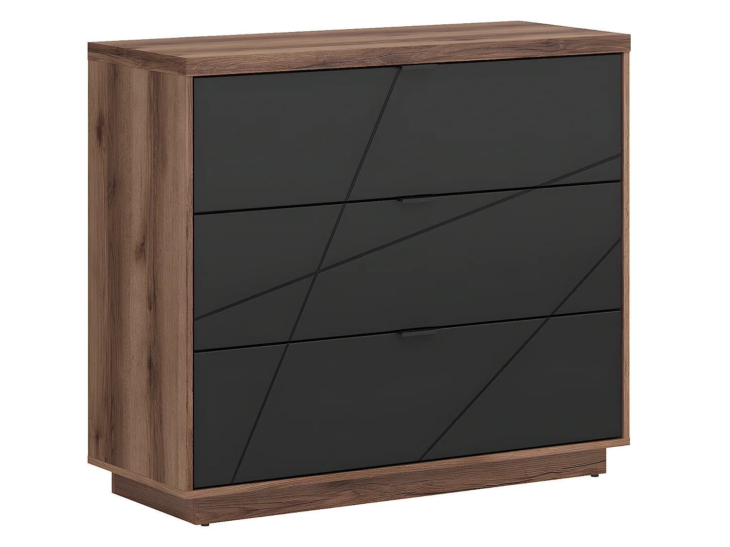 Commode 3 tiroirs Sven Noir et Bois