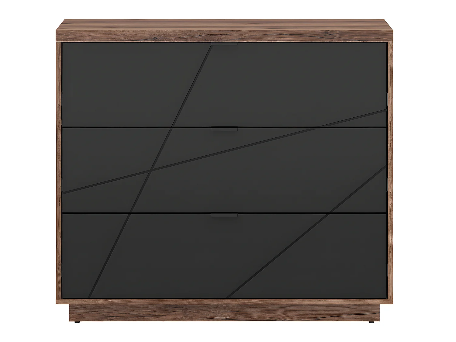 Commode 3 tiroirs Sven Noir et Bois