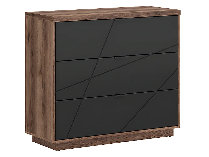 Commode 3 tiroirs Sven Noir et Bois