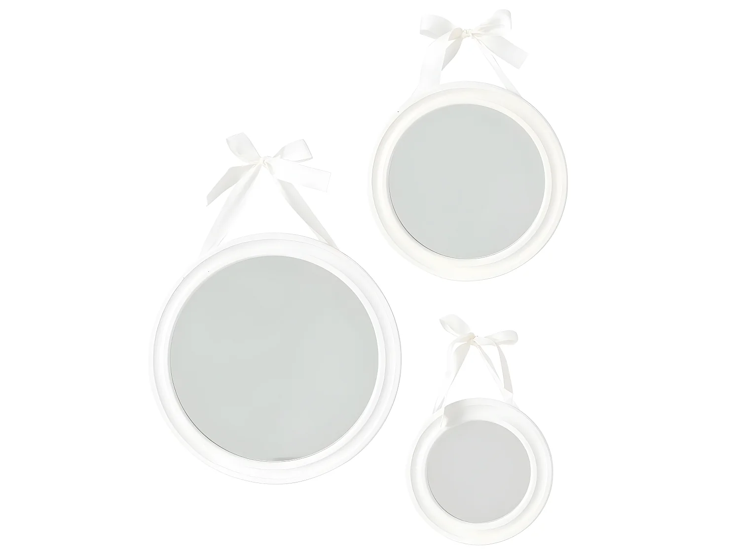 Lot de 3 Miroirs à suspendre en Bois avec Ruban
