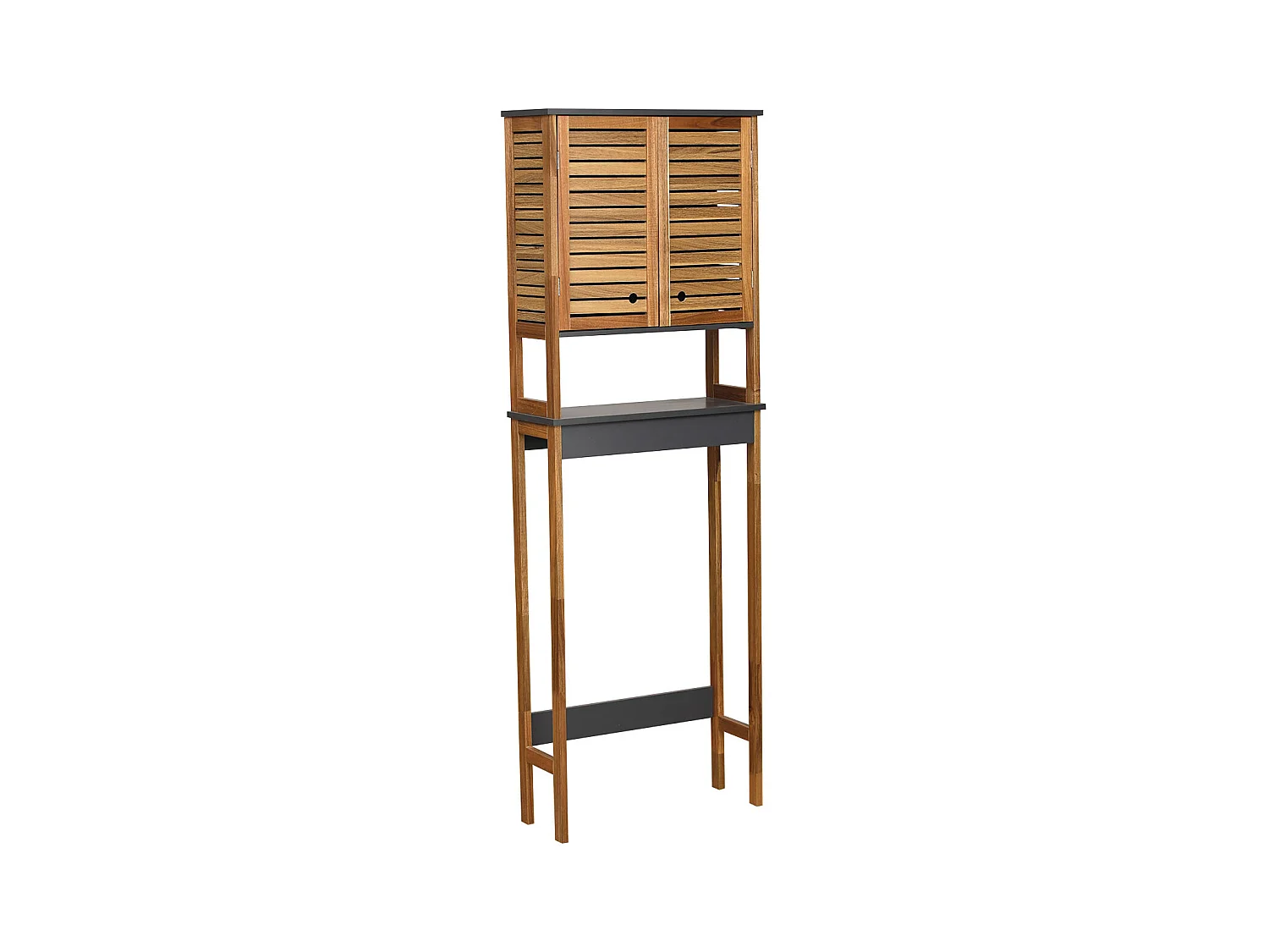 Meuble dessus de Toilettes WC 2 Portes 1 Etagère et 1 Tablette - Acacia