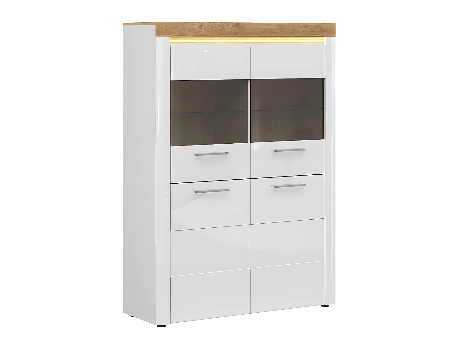 Nara Wit en Hout 4-deurs LED servieskast