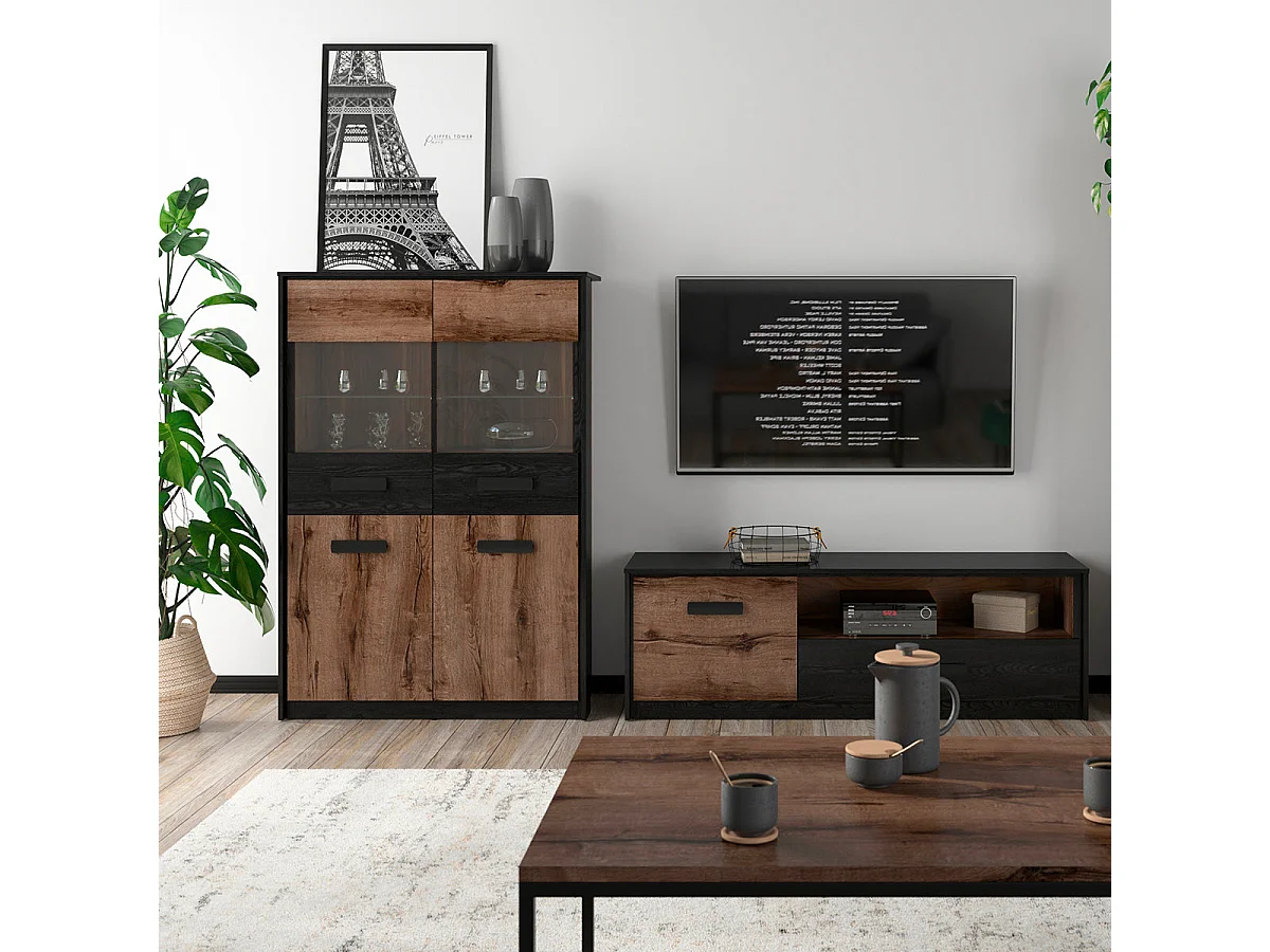 Credenza 4 ante Romane marrone e nero 145cm