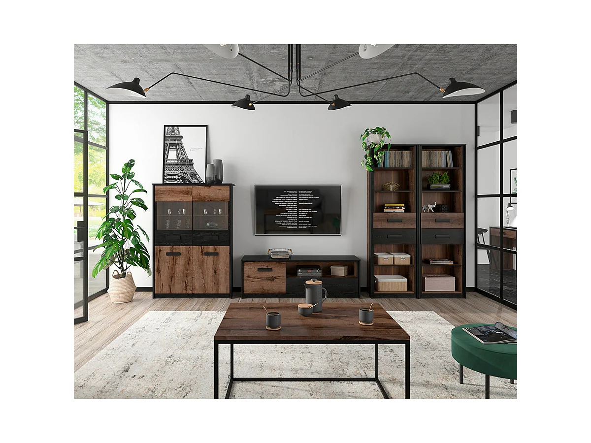Credenza 4 ante Romane marrone e nero 145cm