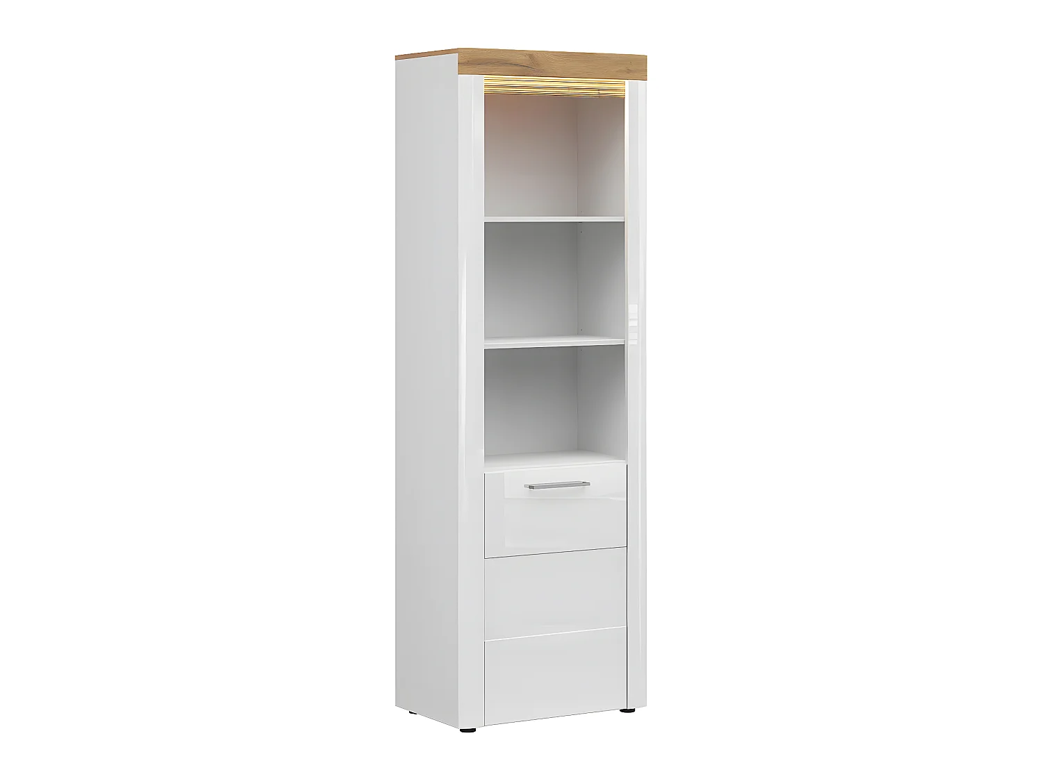 Bibliothèque 1 porte avec LED Nara Blanc et Bois
