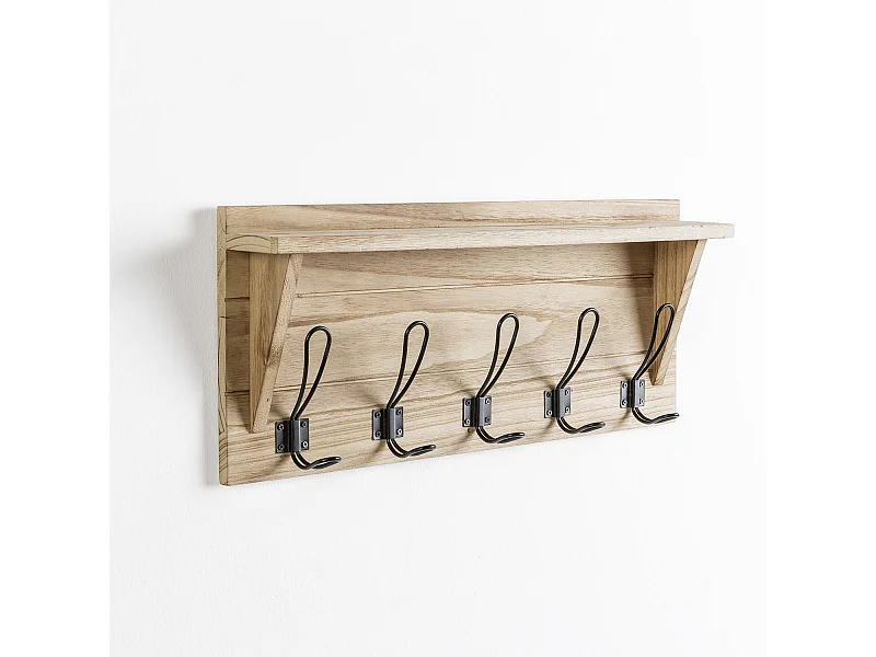 Appendiabiti da muro Xico 5 ganci in metallo nero