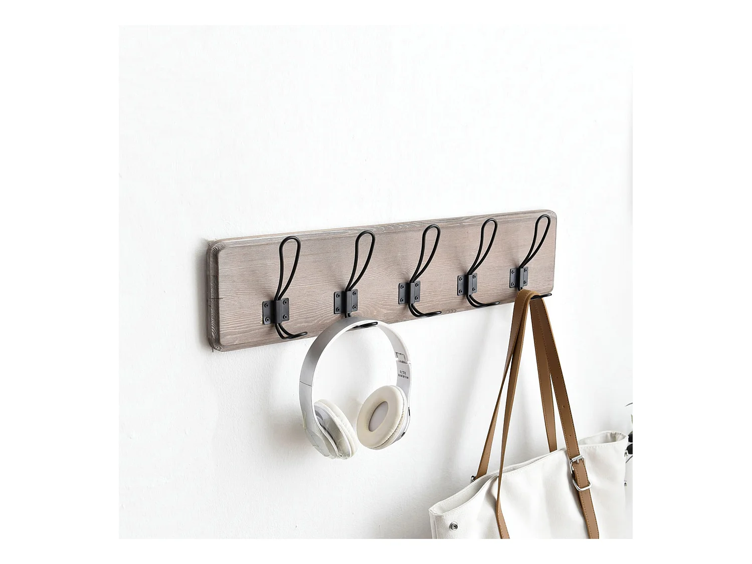 Wandkapstok Xica van grijs hout