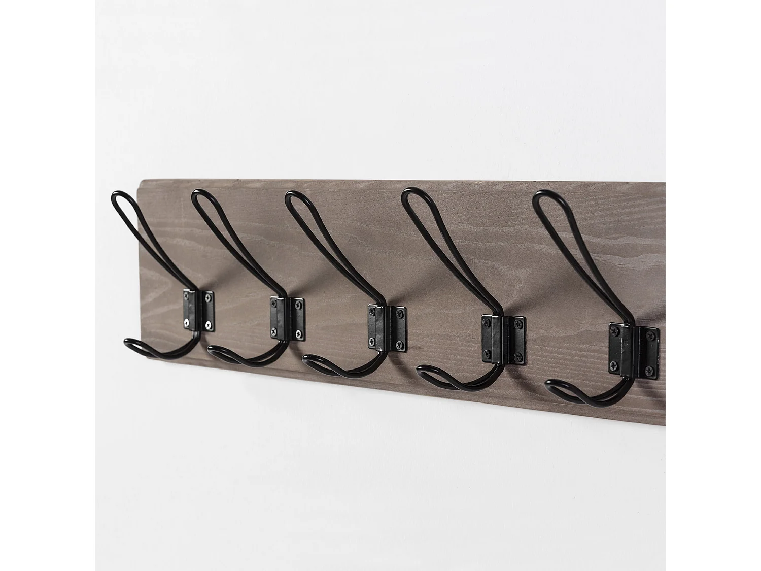 Porte-manteau mural Xica en bois gris, 5 crochets