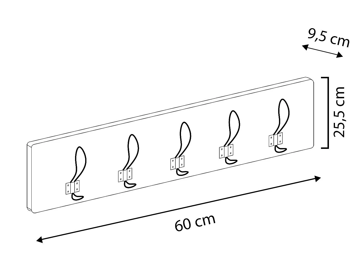 Porte-manteau mural Xica en bois gris, 5 crochets