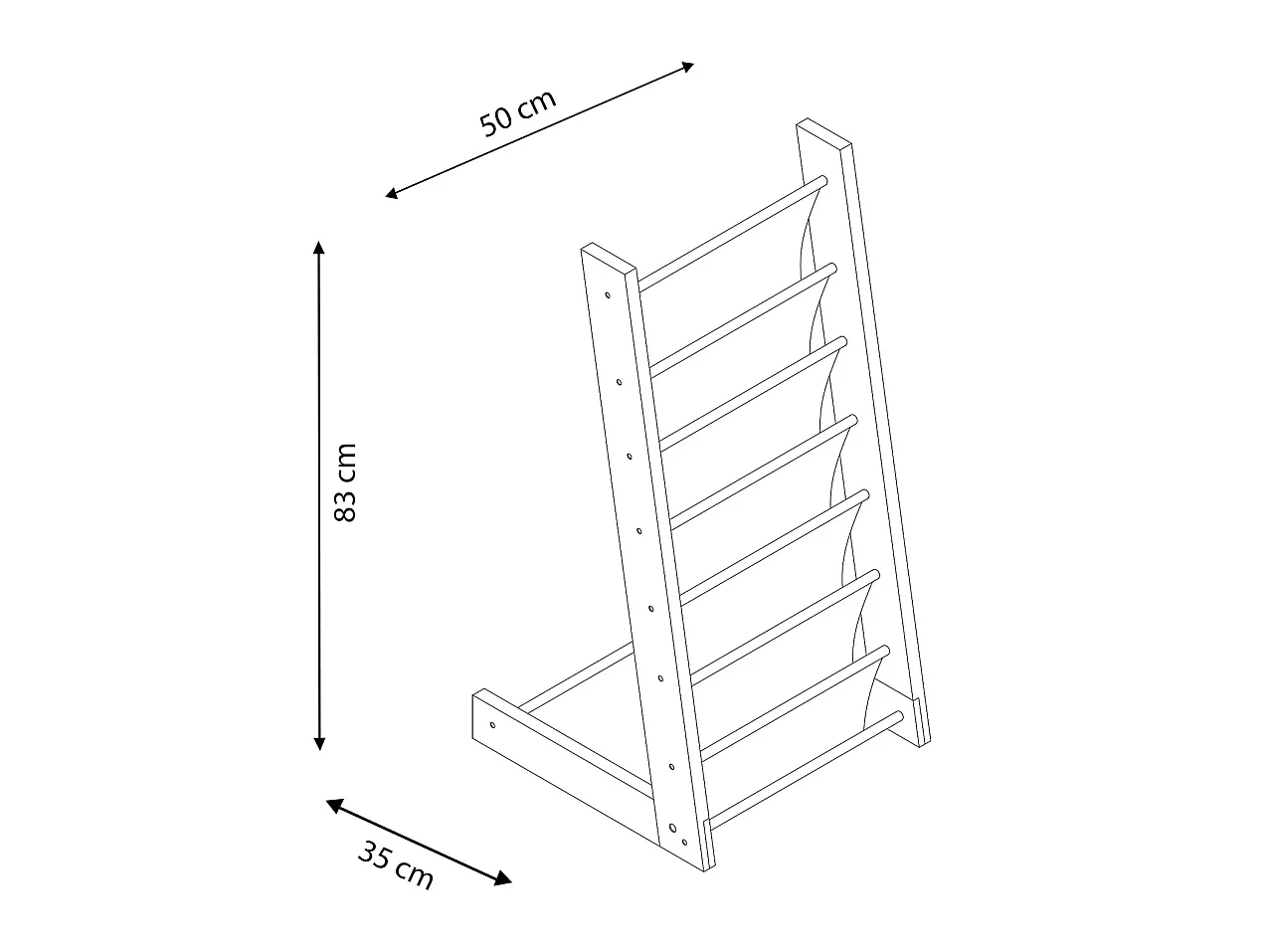 Porte-revues Rui en tissu et bois à 6 sections