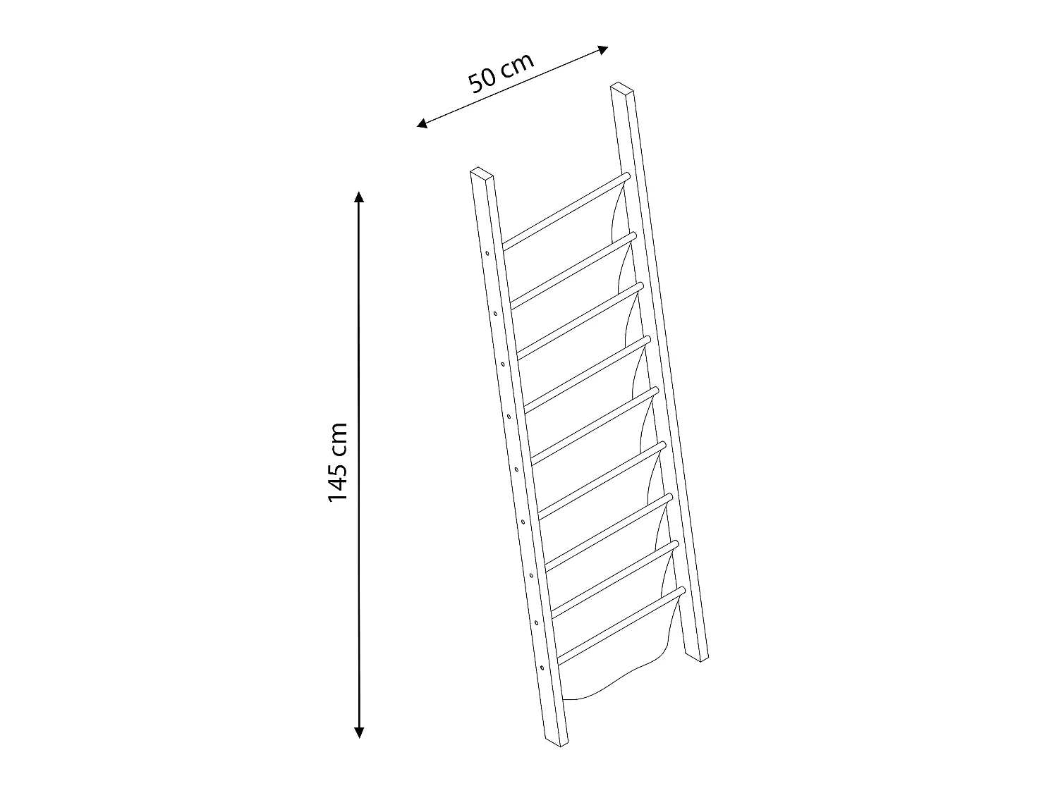 Tijdschriftenrek Xoel van stof en hout met 8 vakken