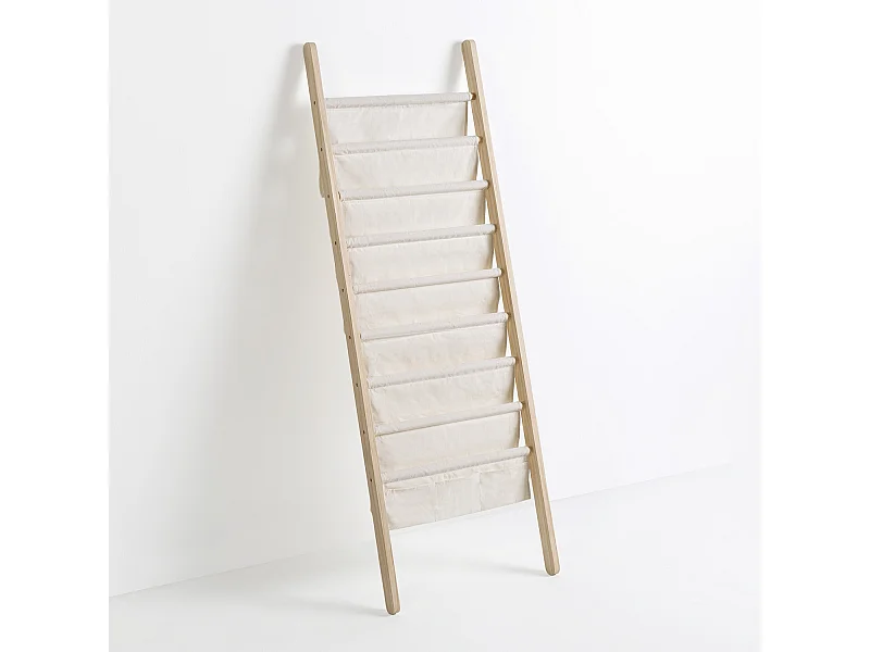 Revistero Xoel en tela y madera con 8 secciones