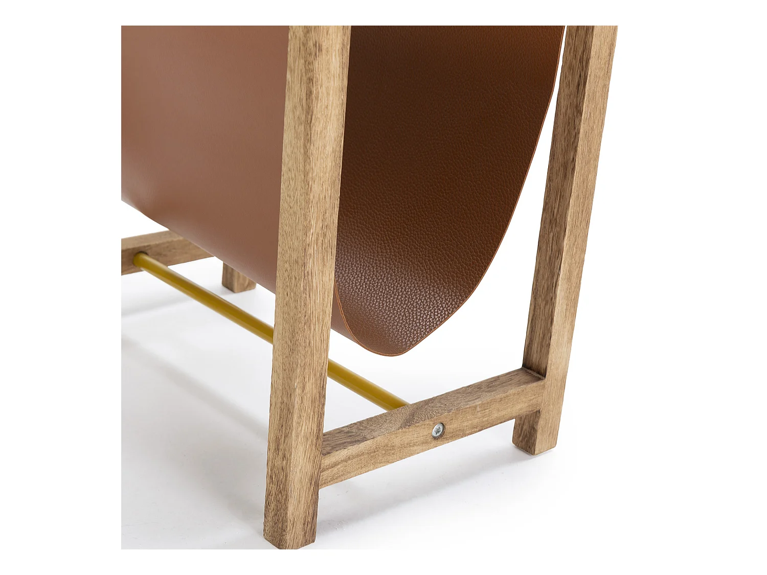 Tijdschriftenrek Bento in synthetisch leer en natuurlijk hout