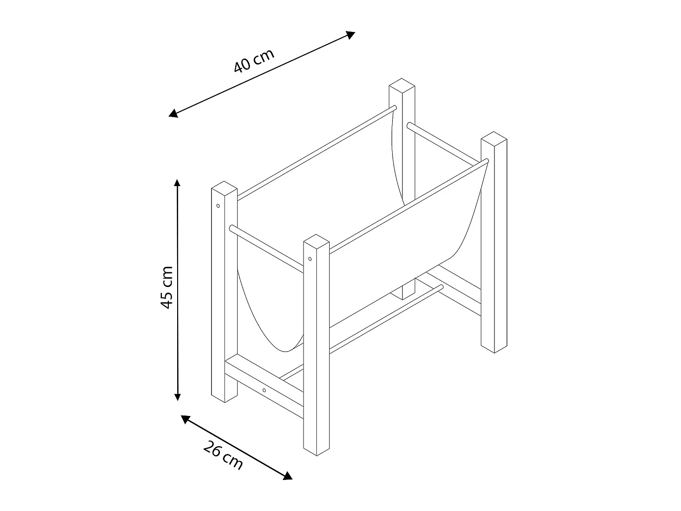 Tijdschriftenrek Bento in synthetisch leer en natuurlijk hout