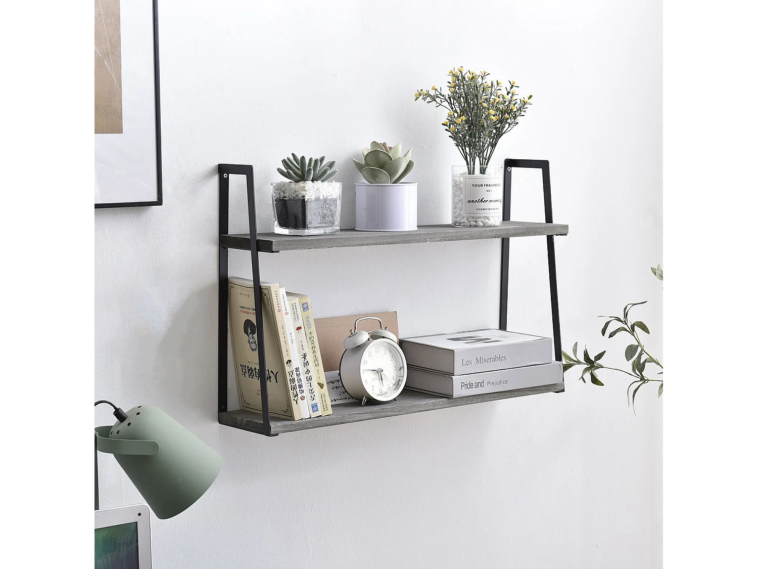 Estantería de pared Eloi de 2 niveles Gris