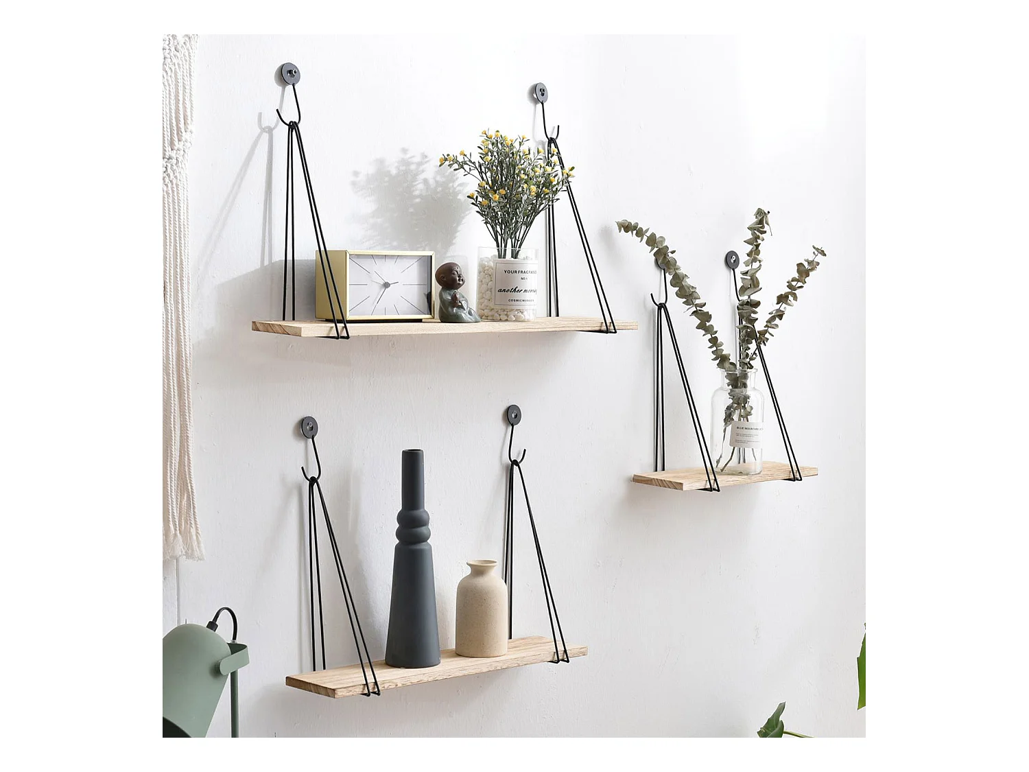 Set van 3 zwarte metalen wandplanken Airas