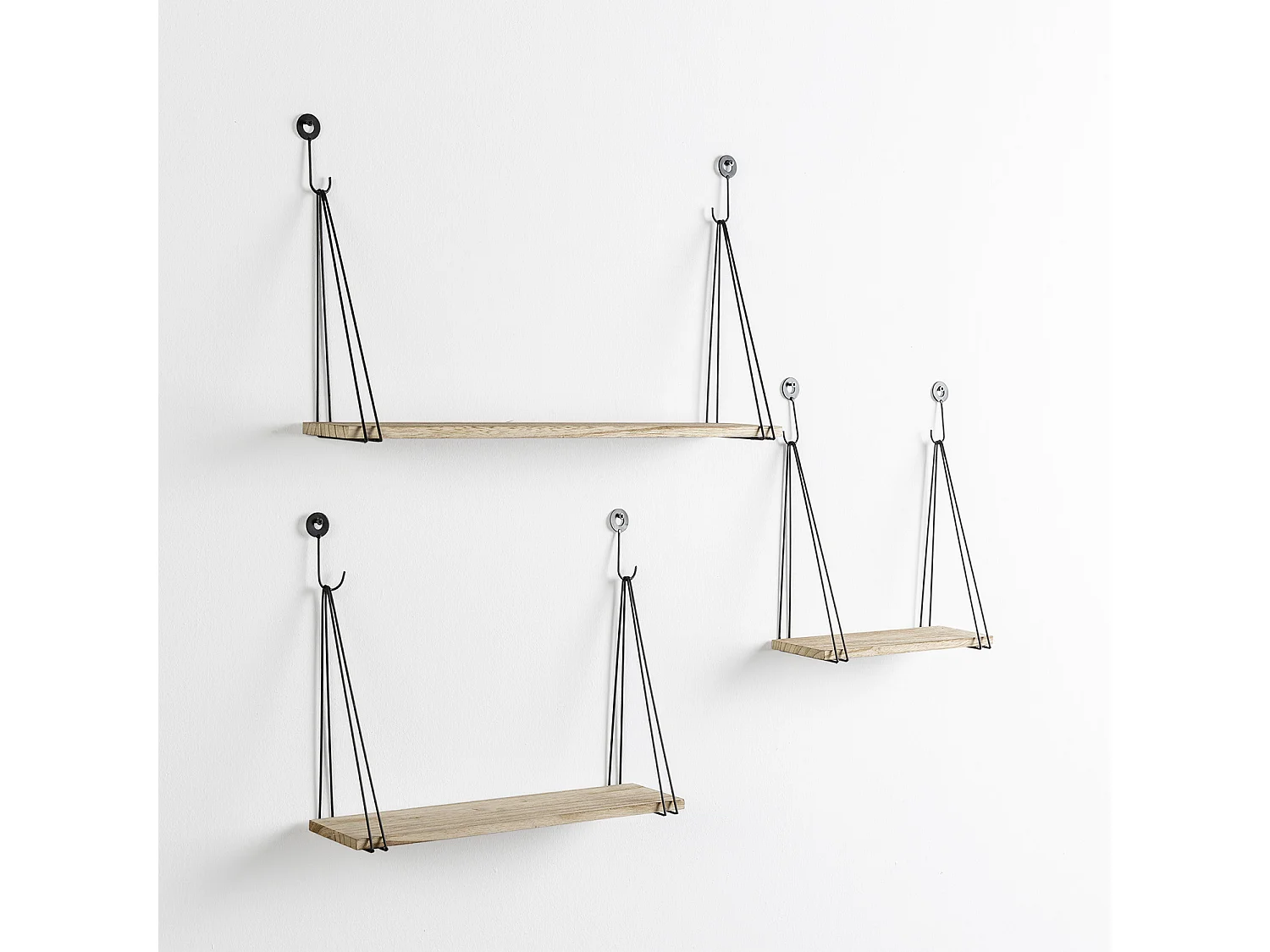 Set van 3 zwarte metalen wandplanken Airas