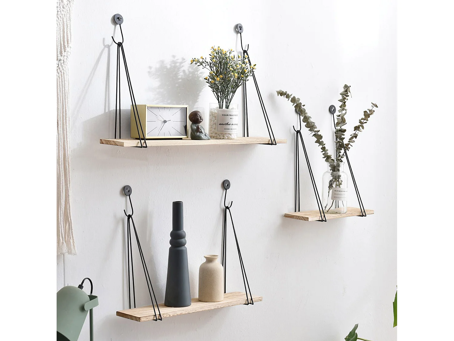 Set van 3 zwarte metalen wandplanken Airas