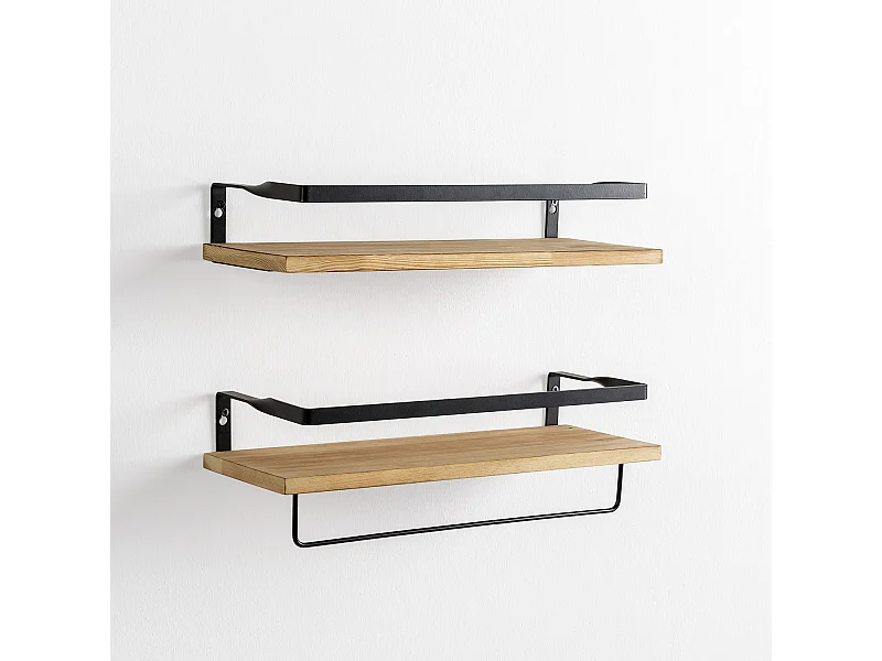 Set van 2 Xavi wandplanken met handdoekrek