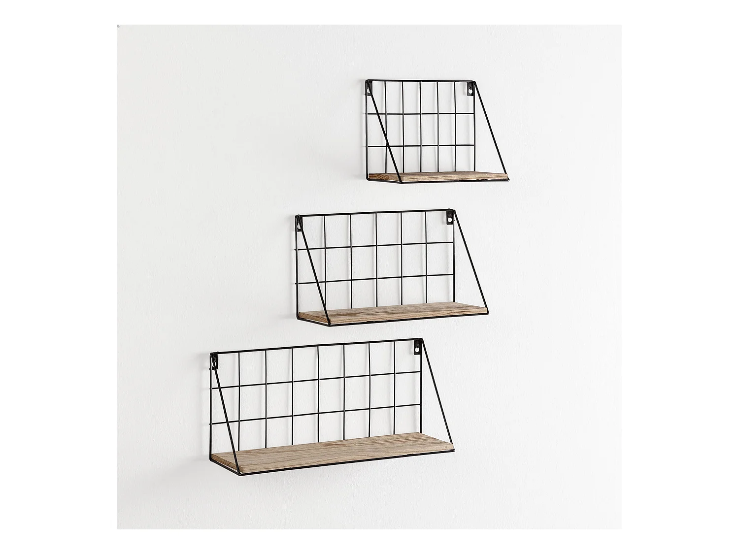 Set de 3 estantes de pared Amede metal negro