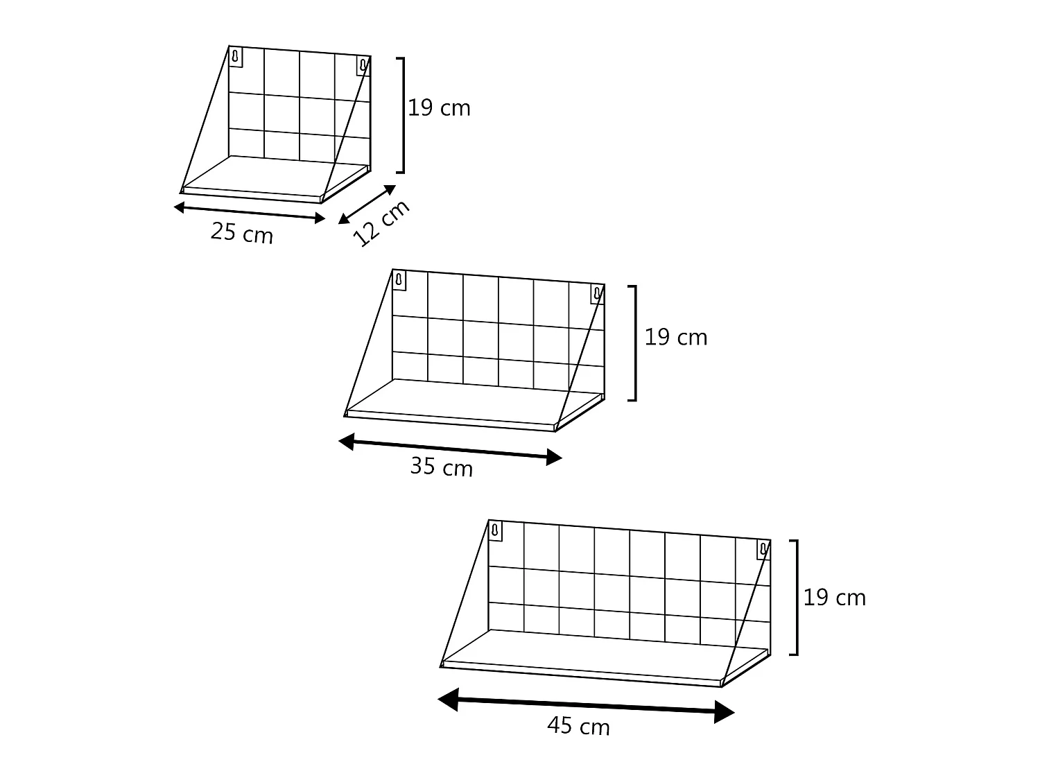 Set van 3 zwarte metalen wandplanken Amede