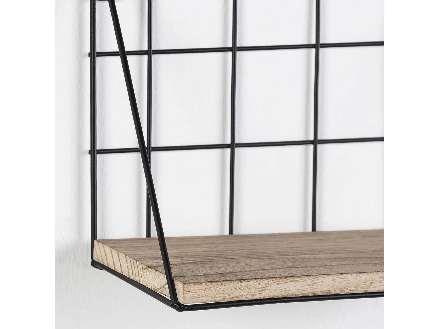 Set de 3 étagères murales Amede métal noir et bois paulownia