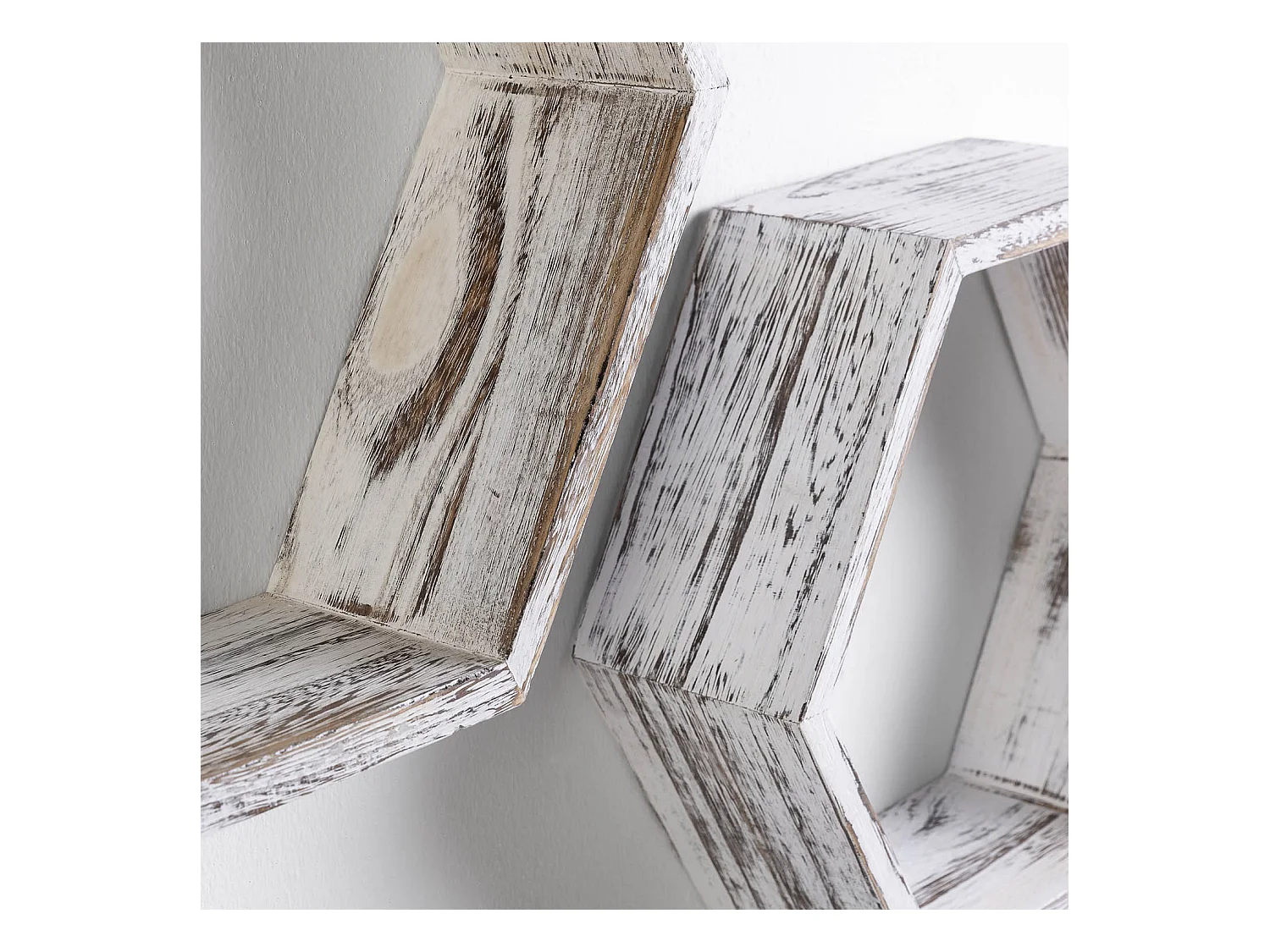 Set van 3 zeshoekige witte Nuno wandplanken