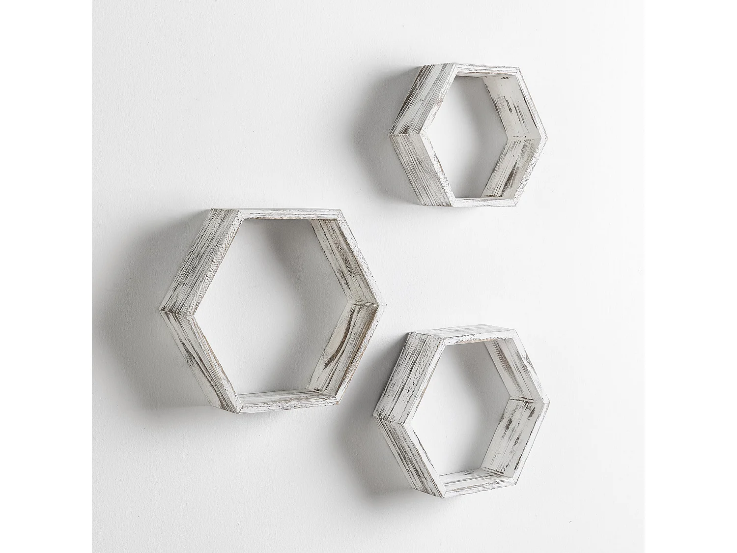 Set van 3 zeshoekige witte Nuno wandplanken