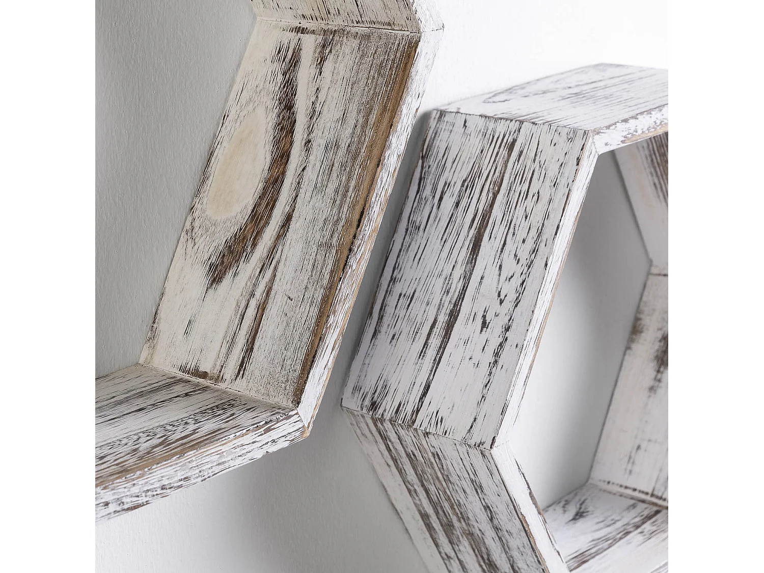 Set van 3 zeshoekige witte Nuno wandplanken