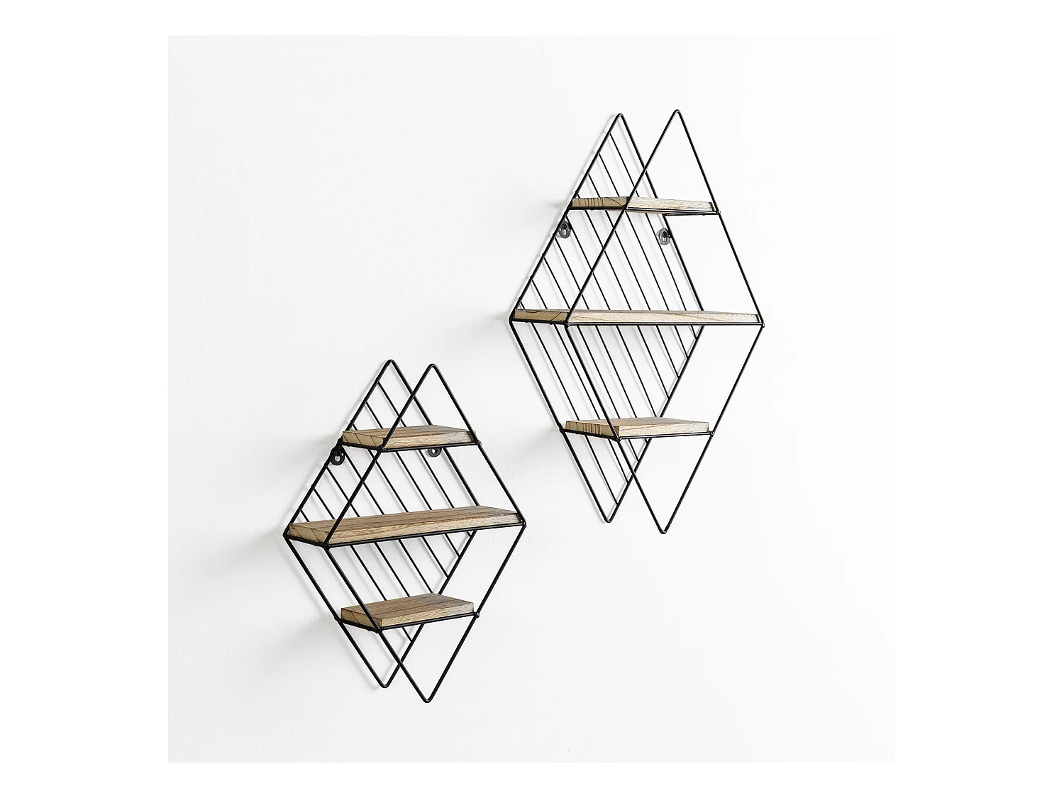 Set de 2 estantes de pared Diamante metal negro