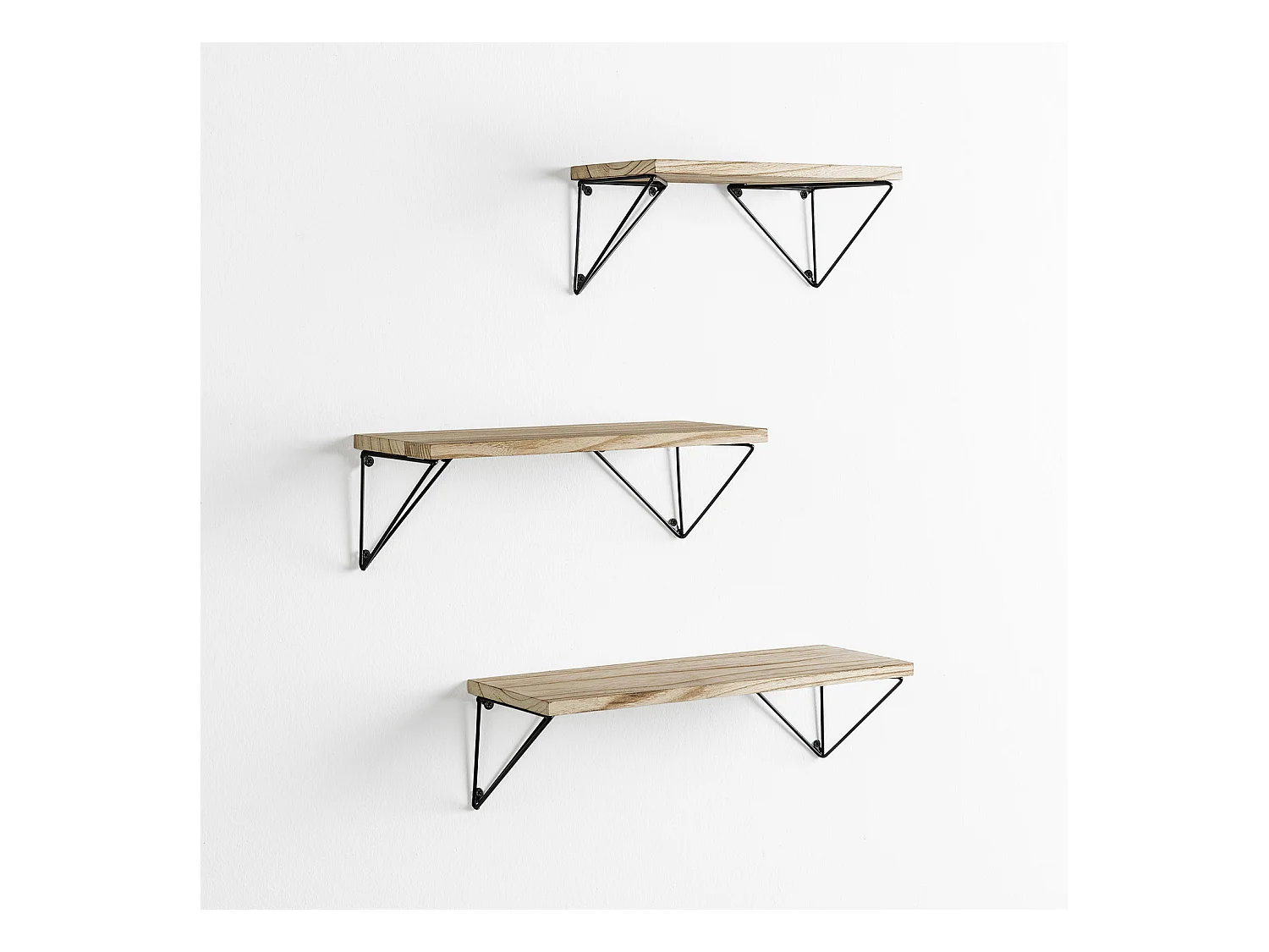 Set van 3 zwarte metalen wandplanken Amaro