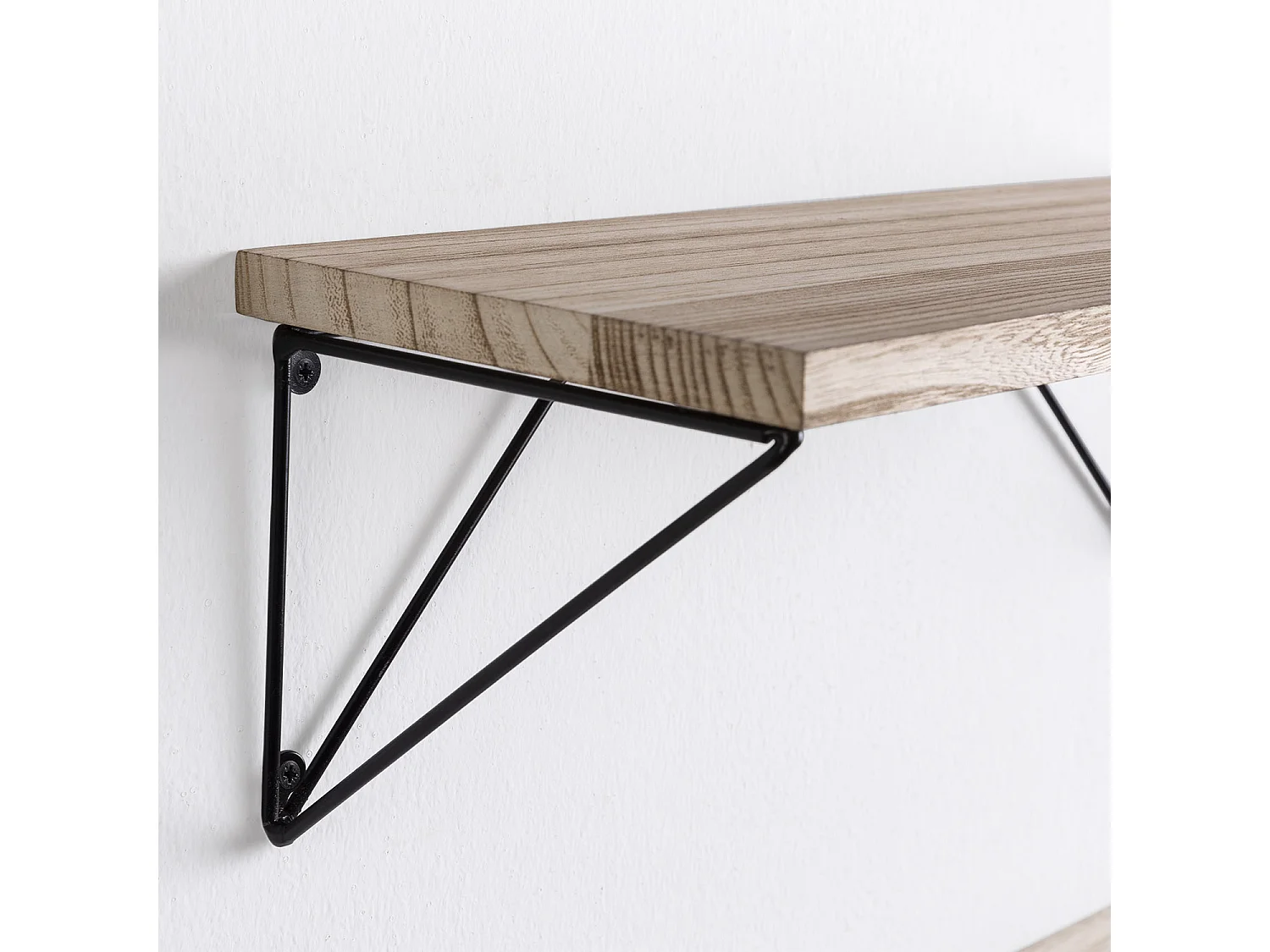 Set de 3 étagères murales Amaro métal noir et bois paulownia