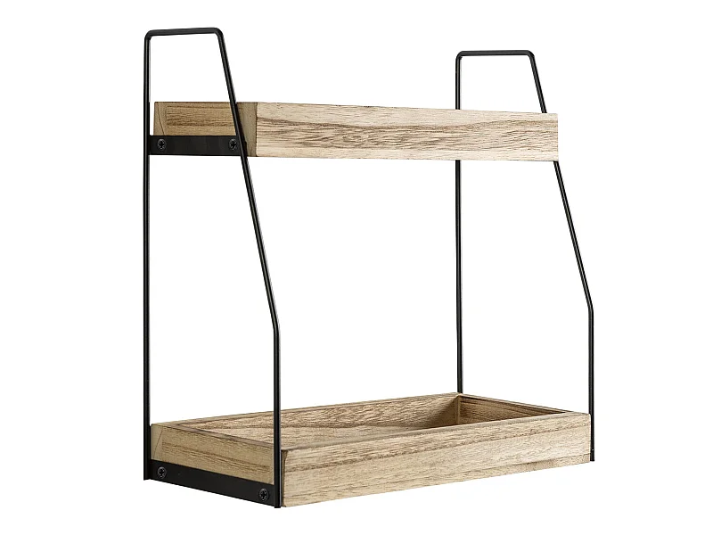 Półka kolumnowa Artur z 2 poziomami, drewno paulowniowe.