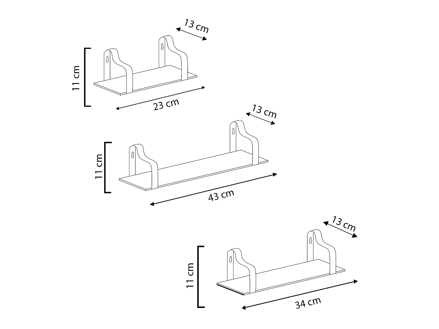 Wandregal Bemol 3er-Set