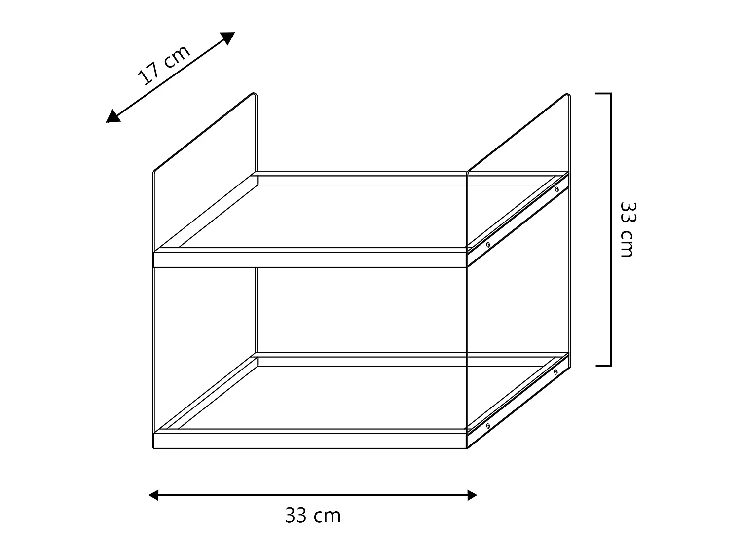 Étagère murale Carlos à 2 niveaux, bois de paulownia