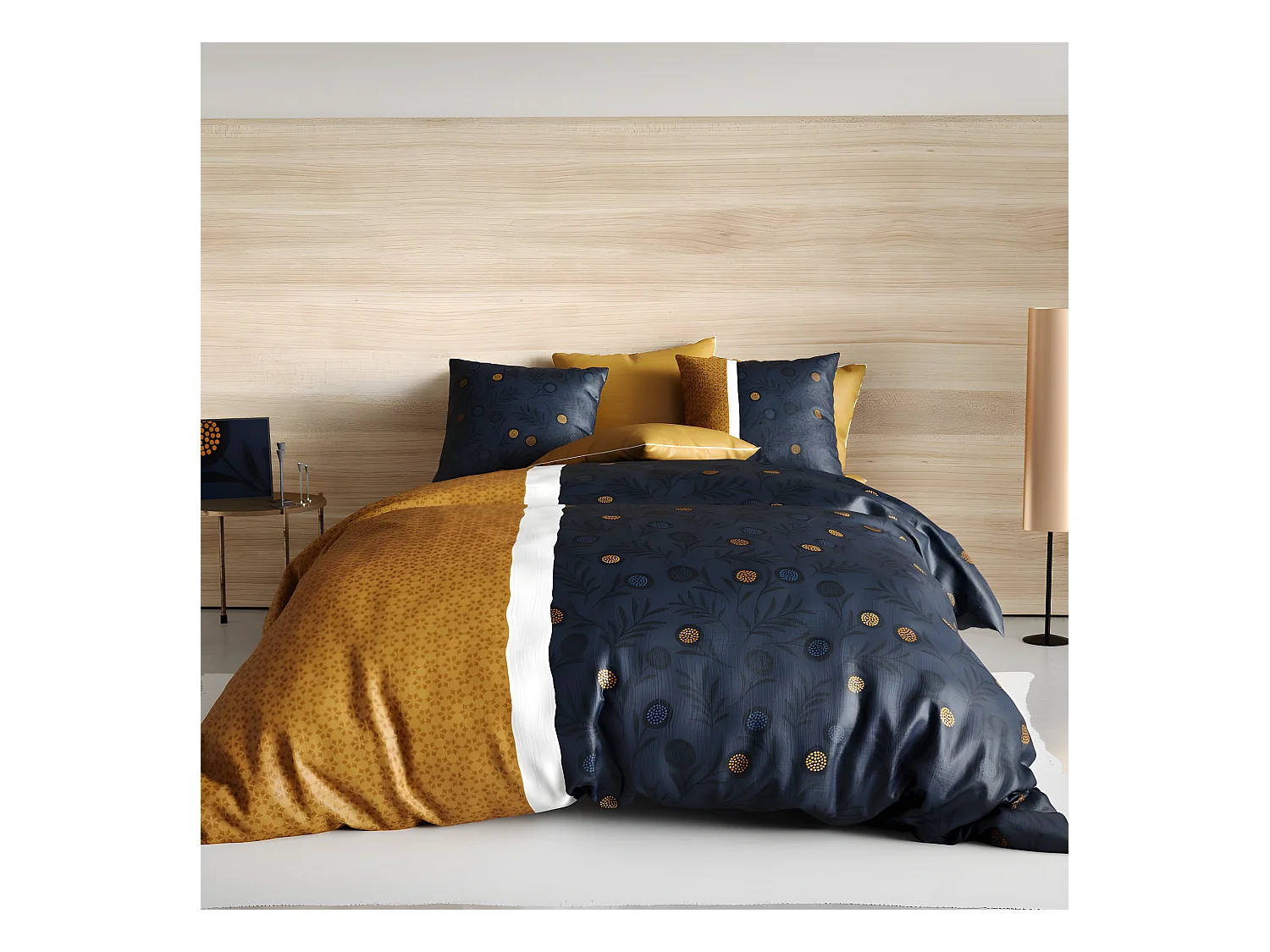 Parure de drap 240x300 4 pièces avec Drap housse 160x200 cm Coton Bel Or