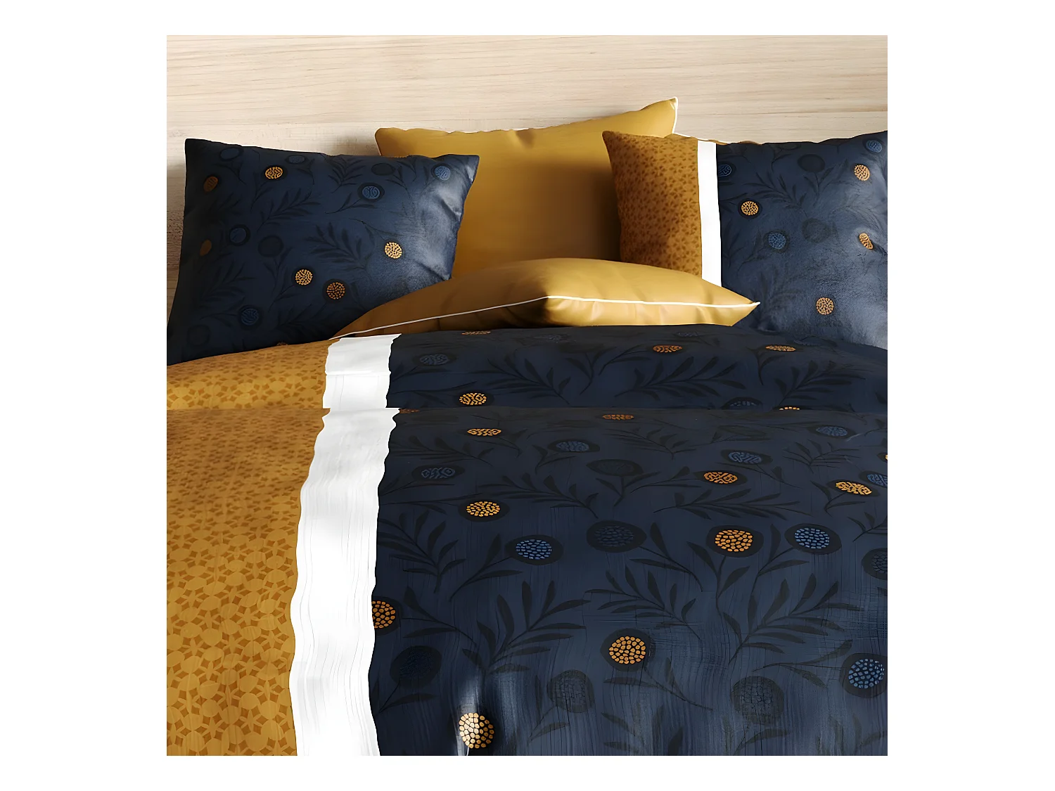 Parure de drap 240x300 4 pièces avec Drap housse 160x200 cm Coton Bel Or