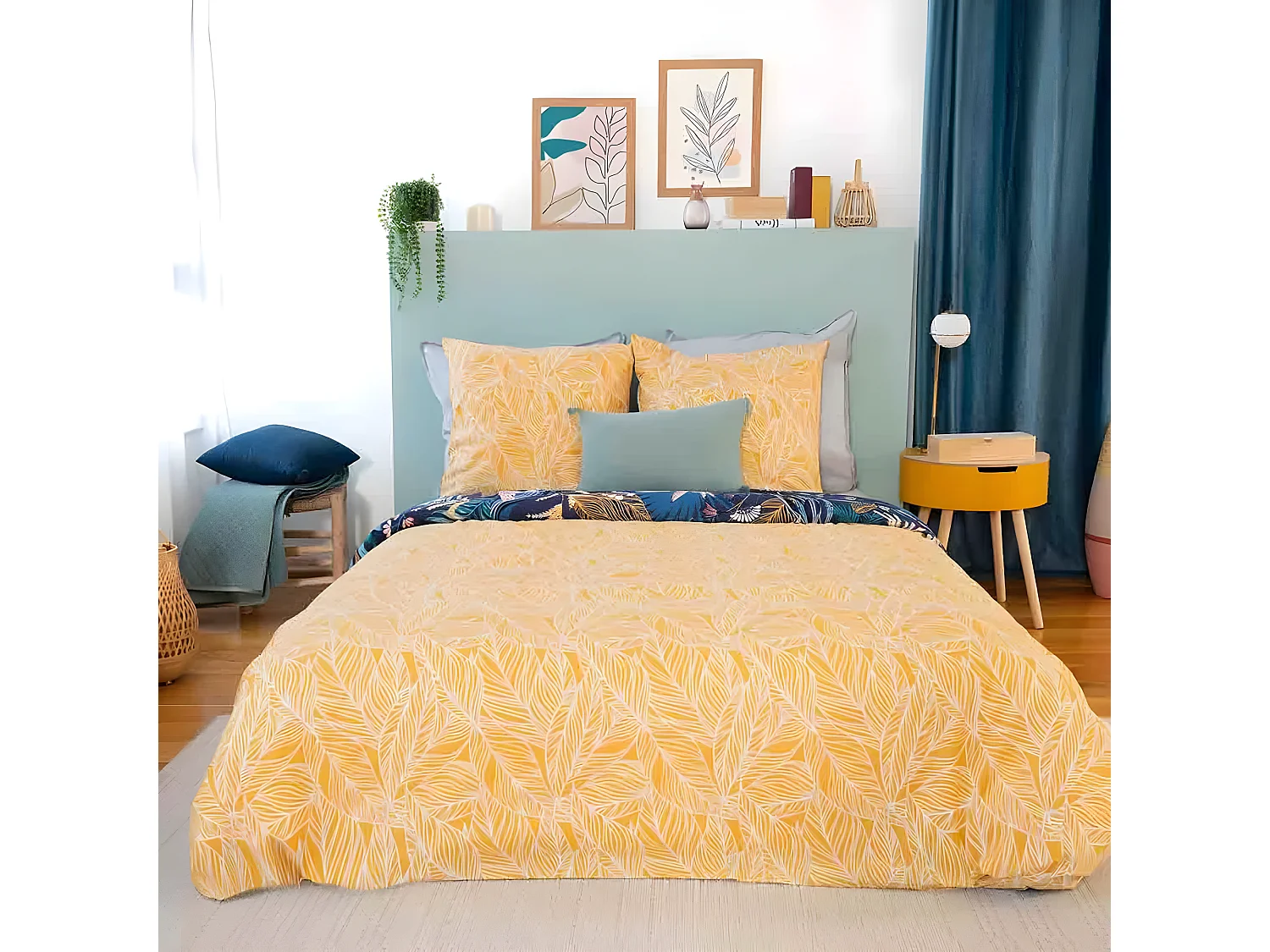 Housse de couette 220x240 cm + 2 taies d'oreiller 63x63 cm 100% Coton 57 fils Aglae