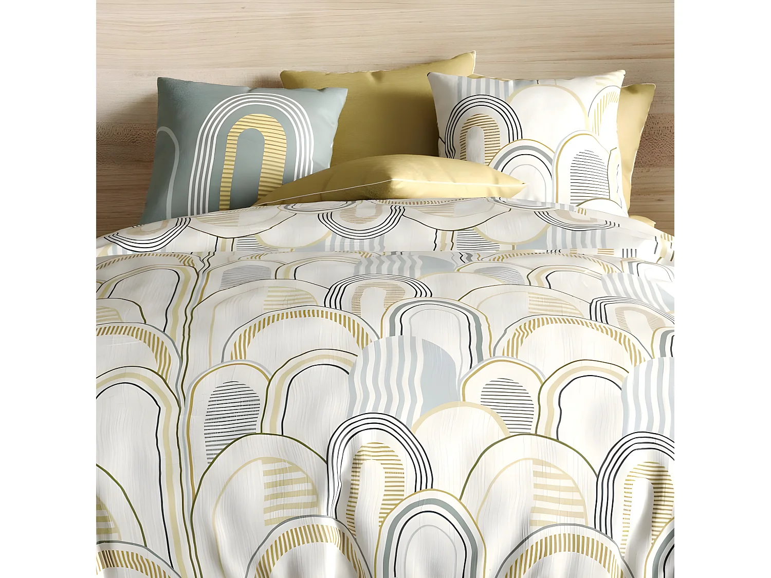 Parure de drap 240x300 4 pièces avec Drap housse 160x200 cm Coton Colize