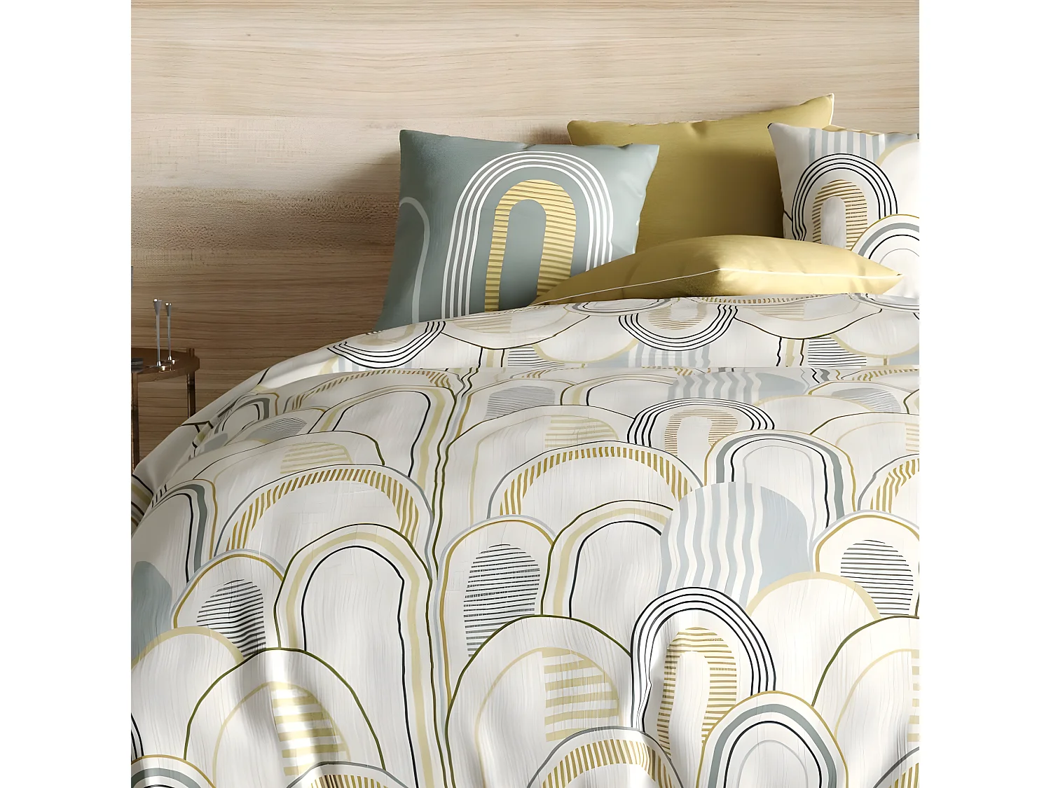 Parure de drap 240x300 4 pièces avec Drap housse 160x200 cm Coton Colize