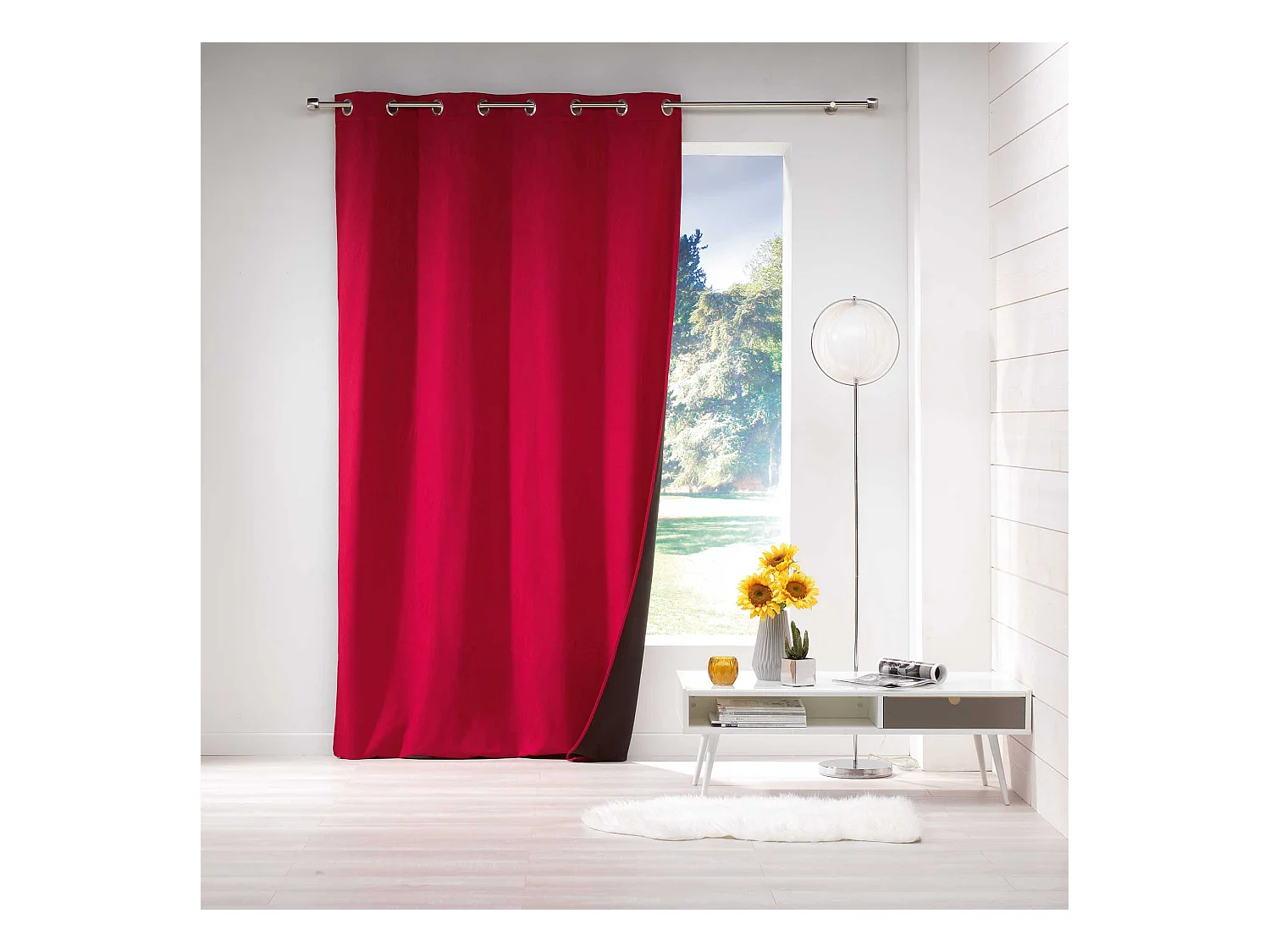 1 Rideau jacquard a oeillet polaire Avoriaz rouge