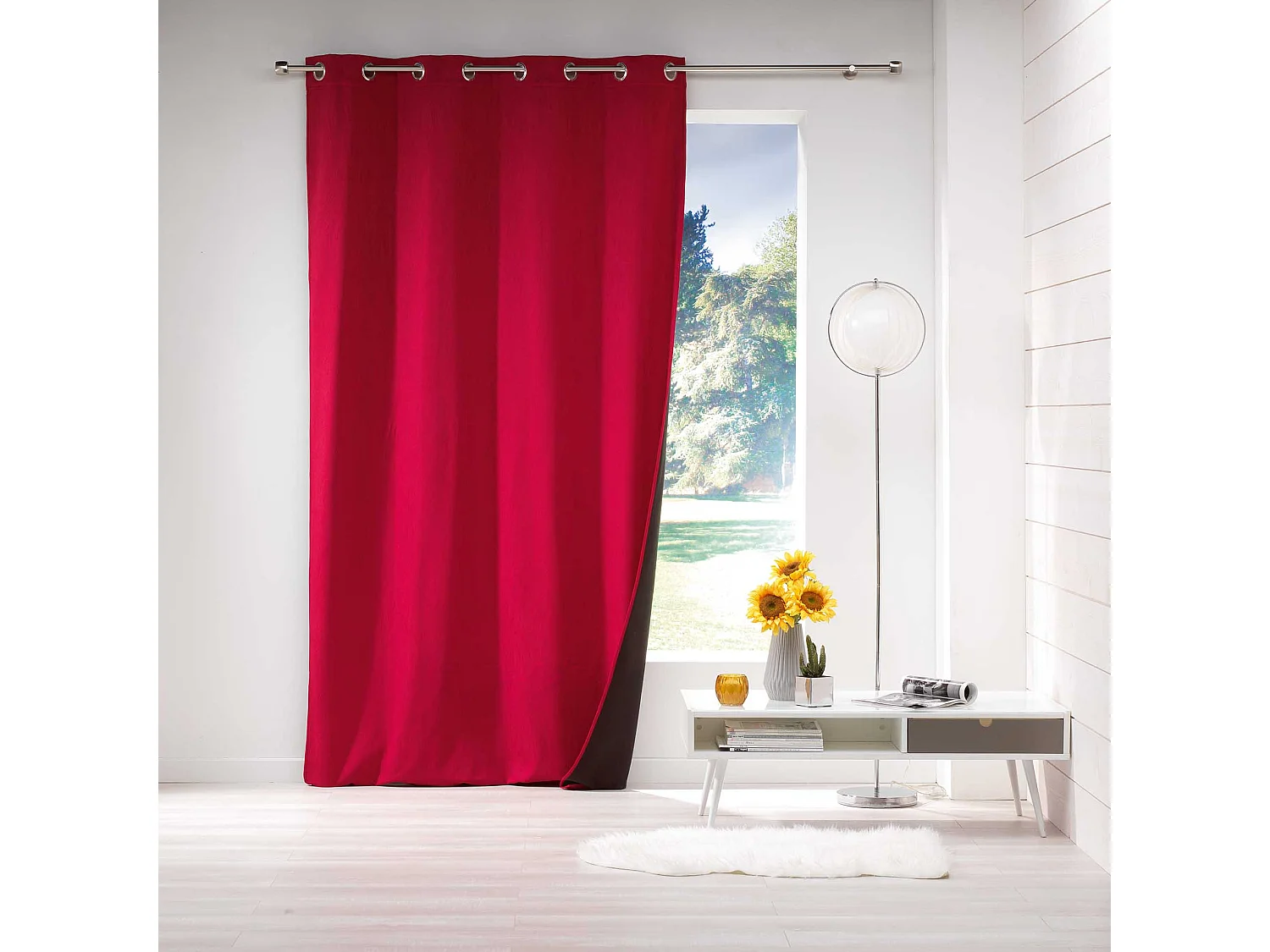 1 Rideau jacquard a oeillet polaire Avoriaz rouge