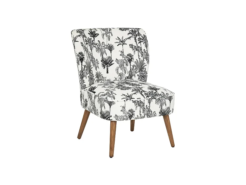 Fauteuil en Bois et Tissu imprimé  Noir & Blanc