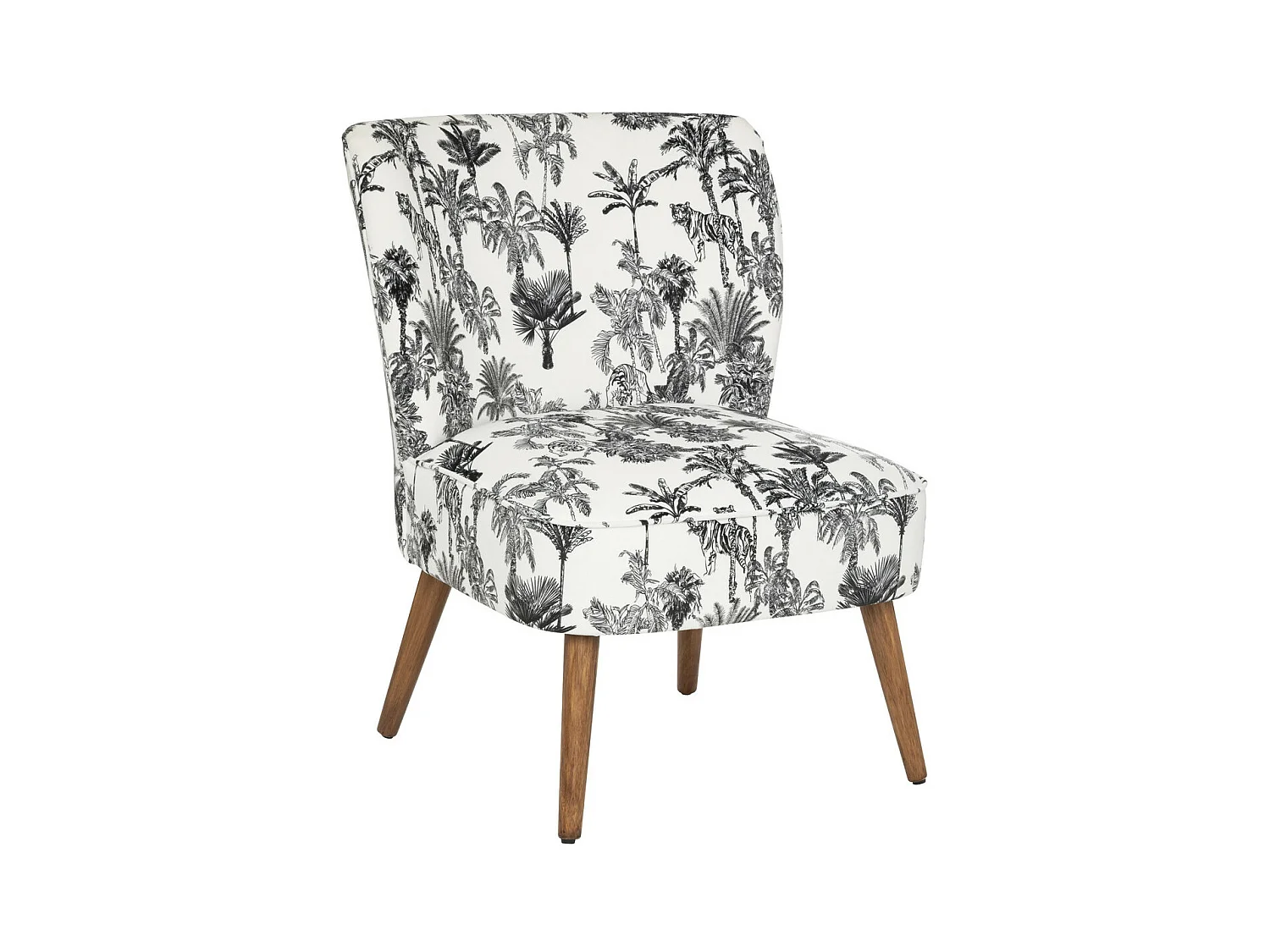 Fauteuil en Bois et Tissu imprimé  Noir & Blanc