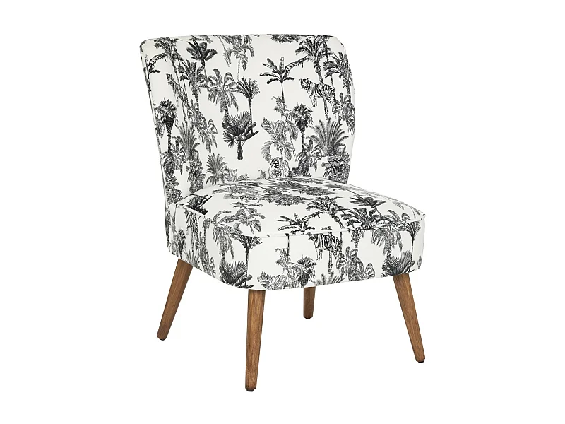 Fauteuil en Bois et Tissu imprimé  Noir & Blanc