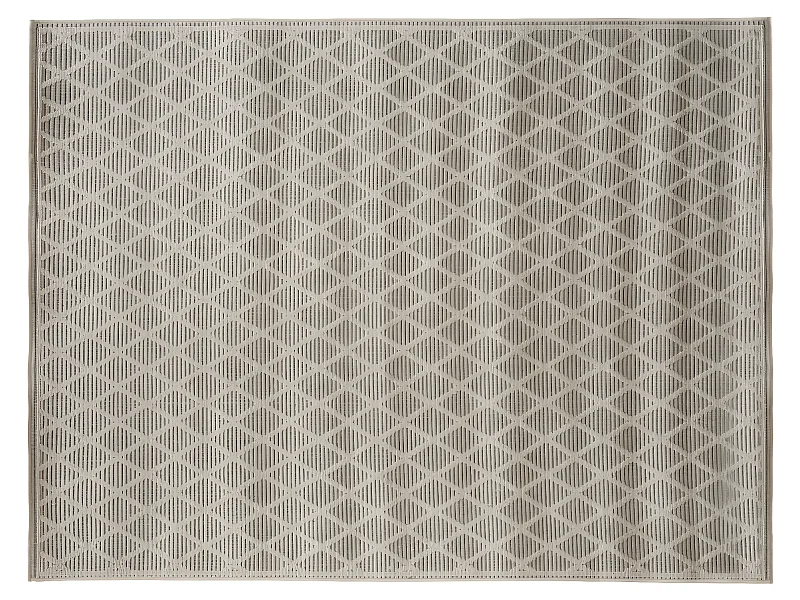 Tapis extérieur ou intérieur en polypropylène Gris tissé losanges 120 x 170 cm