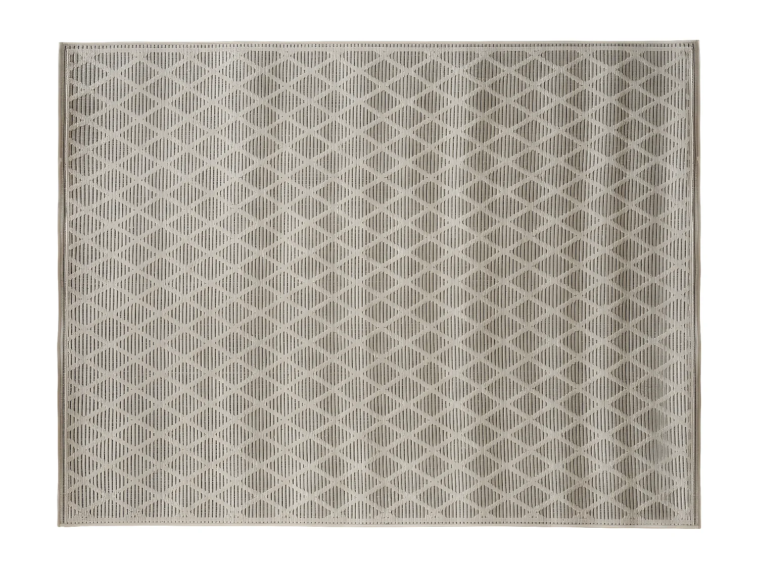 Tapis extérieur ou intérieur en polypropylène Gris tissé losanges 120 x 170 cm