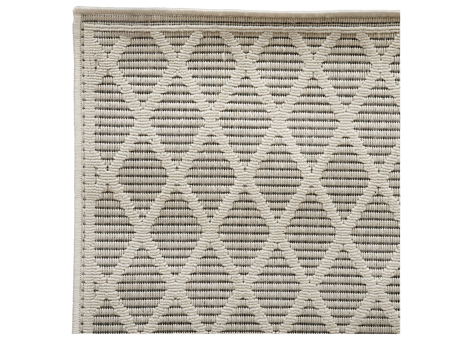 Tapis extérieur ou intérieur en polypropylène Gris tissé losanges 120 x 170 cm