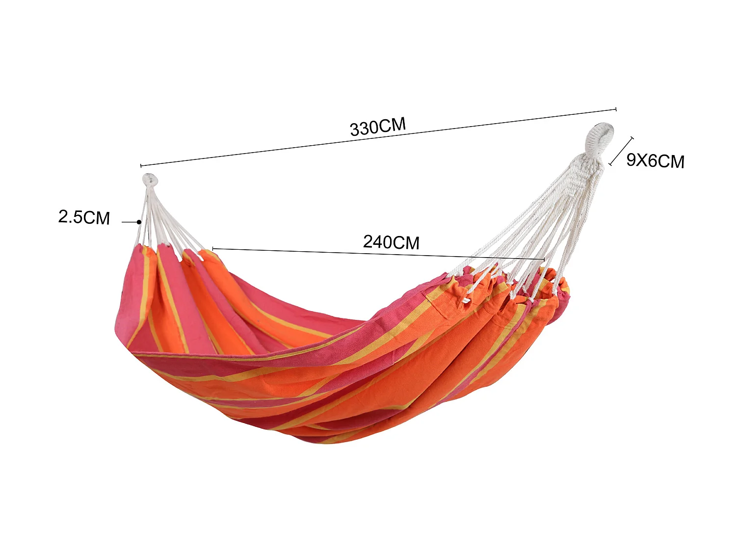 Hamaca de jardín 2 personas de poliéster Naranja Fucsia con funda 200 kg
