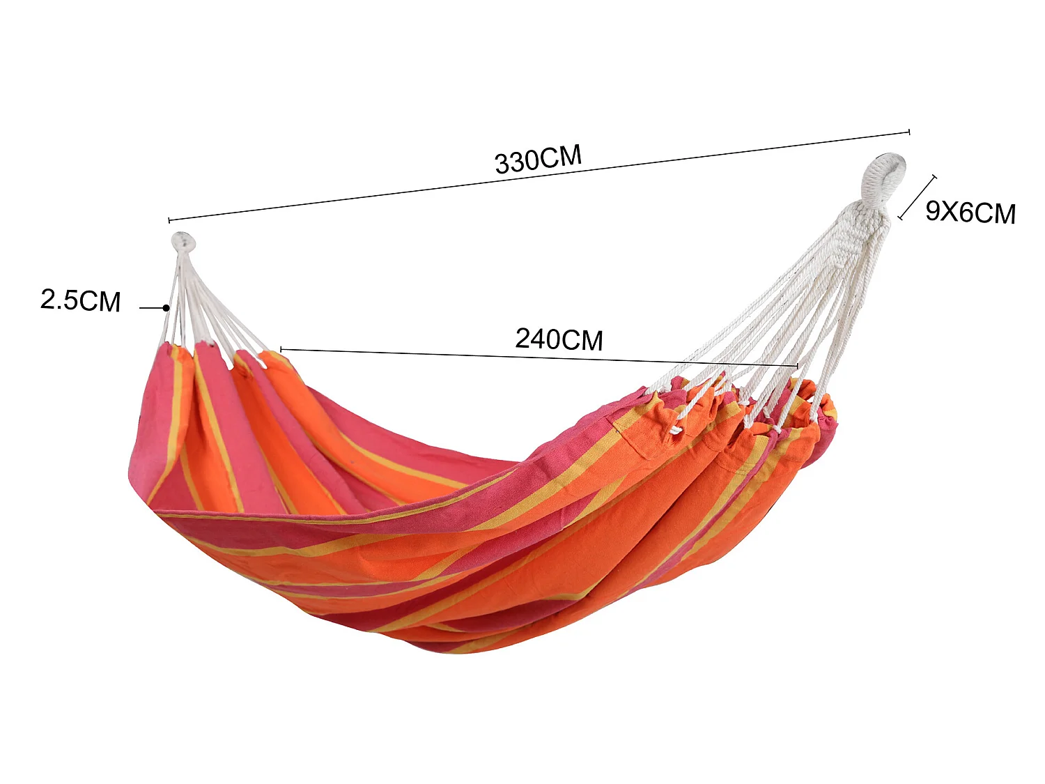 Amaca da giardino Doppia Arancione Fuxia in Poliestere con Custodia 200 kg